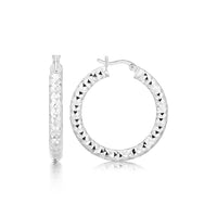 Thumbnail for Sterling Silver Rhodium Plated Thick Faceted Style Hoop Earrings Earrings Angelucci Jewelry   