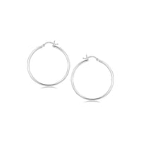 Thumbnail for Sterling Silver Rhodium Plated Thin and Polished Hoop Style Earrings (35mm) Earrings Angelucci Jewelry   