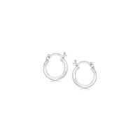 Thumbnail for Sterling Silver Rhodium Plated Thin and Small Polished Hoop Earrings (10mm) Earrings Angelucci Jewelry   