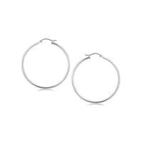 Thumbnail for Sterling Silver Rhodium Plated Thin Large Polished Hoop Earrings (40mm) Earrings Angelucci Jewelry   