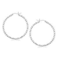 Thumbnail for Sterling Silver Rhodium Plated Woven Style Polished Hoop Earrings Earrings Angelucci Jewelry   