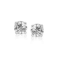 Thumbnail for Sterling Silver Stud Earrings with White Hue Faceted Cubic Zirconia Earrings Angelucci Jewelry   