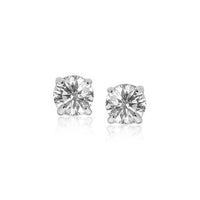 Thumbnail for Sterling Silver Stud Earrings with White Hue Faceted Cubic Zirconia Earrings Angelucci Jewelry   