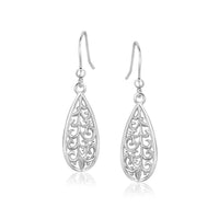 Thumbnail for Sterling Silver Teardrop Filigree Style Drop Earrings Earrings Angelucci Jewelry   