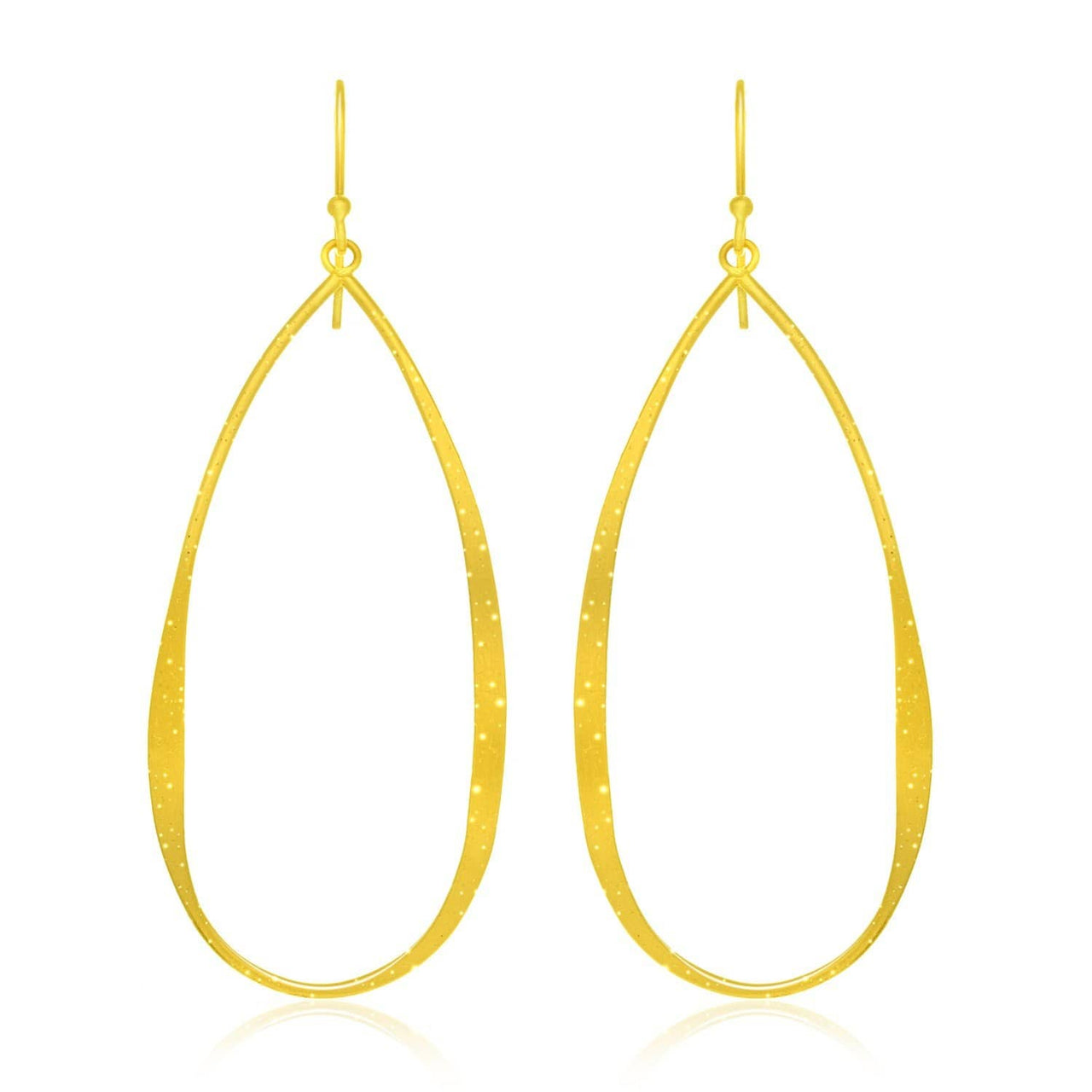 Sterling Silver Teardrop Shape Yellow Tone Stardust Dangling Earrings Earrings Angelucci Jewelry   