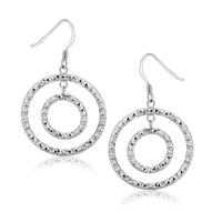 Thumbnail for Sterling Silver Textured Concentric Circle Design Drop Earrings Earrings Angelucci Jewelry   