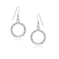 Thumbnail for Sterling Silver Textured Open Circle Drop Style Earrings Earrings Angelucci Jewelry   