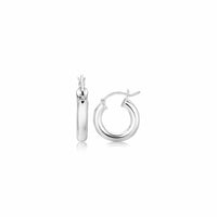 Thumbnail for Sterling Silver Thick Polished Hoop Earrings with Rhodium Plating (15mm) Earrings Angelucci Jewelry   