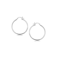 Thumbnail for Sterling Silver Thin Polished Hoop Style Earrings with Rhodium Plating (30mm) Earrings Angelucci Jewelry   