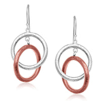 Thumbnail for Sterling Silver with Rose Tone Rings Interlaced Earrings Earrings Angelucci Jewelry   