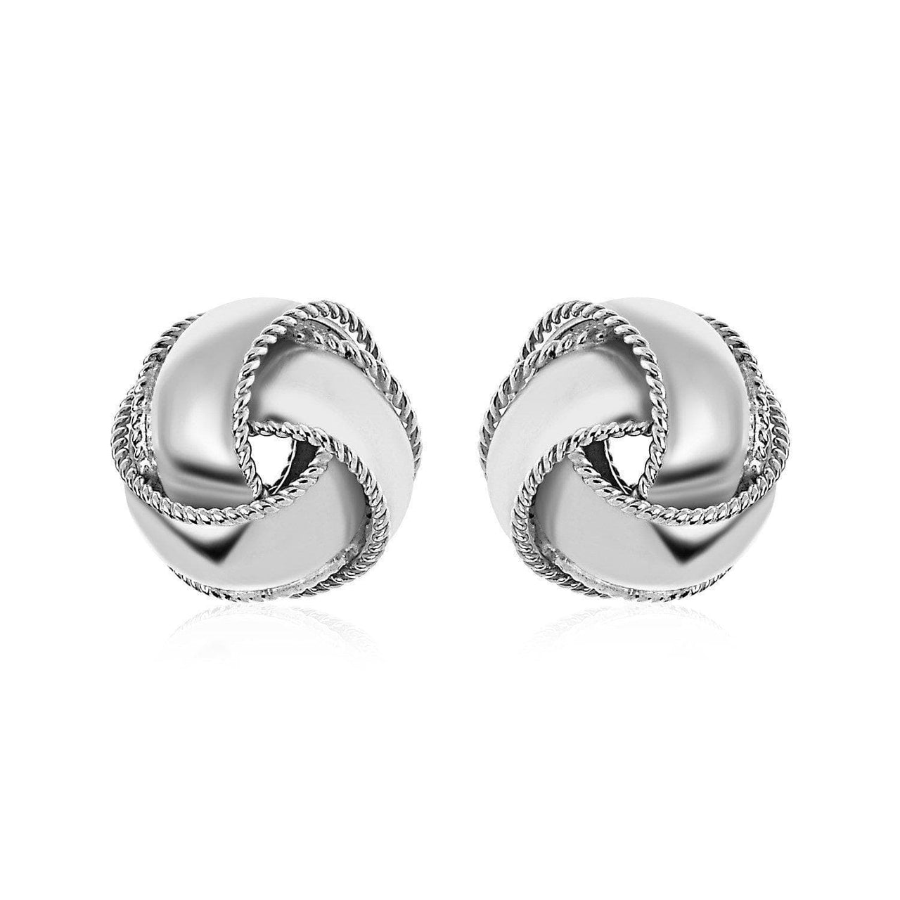 Textured and Polished Love Knot Earrings in Sterling Silver Earrings Angelucci Jewelry   