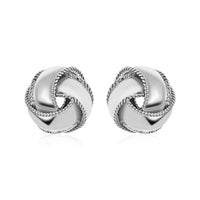 Thumbnail for Textured and Polished Love Knot Earrings in Sterling Silver Earrings Angelucci Jewelry   