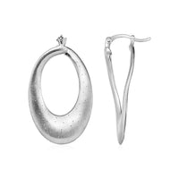 Thumbnail for Textured Front to Back Open Oval Earrings in Sterling Silver Earrings Angelucci Jewelry   