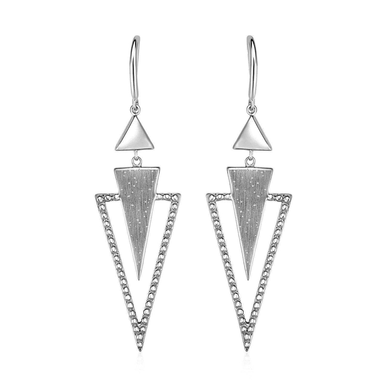 Textured Graduated Triangle Earrings in Sterling Silver Earrings Angelucci Jewelry   