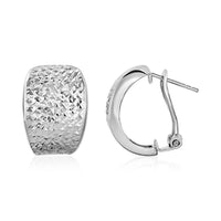 Thumbnail for Textured Graduated Width Half-Hoop Earrings in Sterling Silver Earrings Angelucci Jewelry   