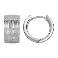 Thumbnail for Textured Hoop Earrings with White Finish in Sterling Silver Earrings Angelucci Jewelry   