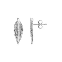 Thumbnail for Textured Leaf Earrings in Sterling Silver Earrings Angelucci Jewelry   