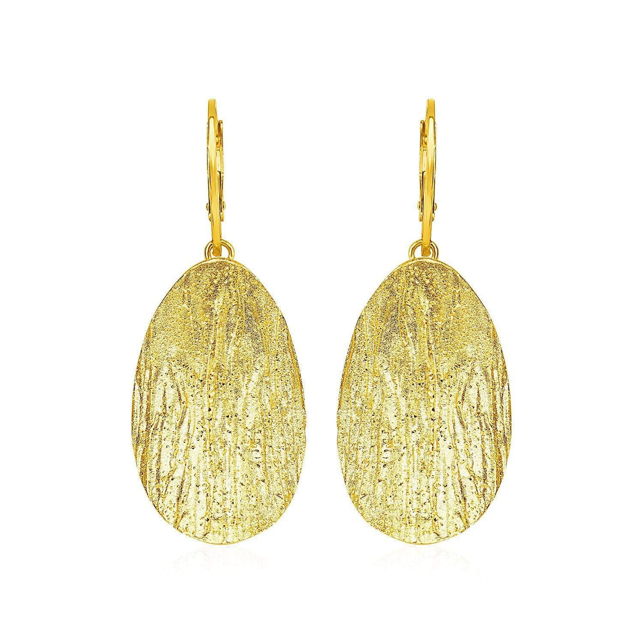 Textured Oval Earrings with Yellow Finish in Sterling Silver Earrings Angelucci Jewelry   