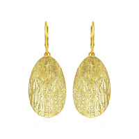 Thumbnail for Textured Oval Earrings with Yellow Finish in Sterling Silver Earrings Angelucci Jewelry   
