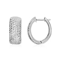 Thumbnail for Textured Round Hinged Hoop Earrings in Sterling Silver Earrings Angelucci Jewelry   