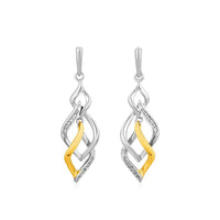 Thumbnail for Two Toned Interlocking Twist Earrings with Diamonds in Sterling Silver Earrings Angelucci Jewelry   