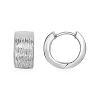 Thumbnail for Wood Textured Hoop Earrings in Sterling Silver Earrings Angelucci Jewelry   