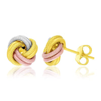 Thumbnail for 14k Tri-Color Gold Textured Love Knot Style Earrings Earrings Angelucci Jewelry   