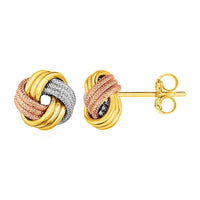 Thumbnail for Love Knot Post Earrings in 14k Tri Color Gold Earrings Angelucci Jewelry   