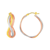 Thumbnail for Three Part Wavy Hoop Earrings in 14k Tri Color Gold Earrings Angelucci Jewelry   