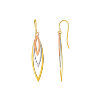 Thumbnail for Tri-Tone Graduated Open Marquise Earrings in 10k Yellow,  White,  and Rose Gold Earrings Angelucci Jewelry   