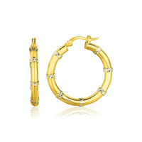 Thumbnail for 14k Two-Tone Gold Alternate Textured Hoop Earrings Earrings Angelucci Jewelry   