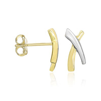 Thumbnail for 14k Two-Tone Gold Asymmetrical X Style Earrings Earrings Angelucci Jewelry   