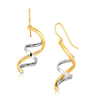 Thumbnail for 14k Two Tone Gold Double Helix Polished Dangling Earrings Earrings Angelucci Jewelry   