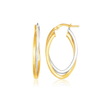 Thumbnail for 14k Two Tone Gold Double Oval Hoop Earrings Earrings Angelucci Jewelry   