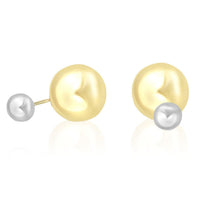 Thumbnail for 14k Two-Tone Gold Double Sided Shiny Round Ball Design Earrings Earrings Angelucci Jewelry   
