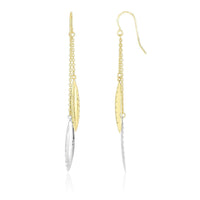 Thumbnail for 14k Two-Tone Gold Double Strand Chain Diamond Cut Marquis Drop Earrings Earrings Angelucci Jewelry   