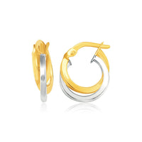 Thumbnail for 14k Two Tone Gold Earrings in Double Round Hoop Style Earrings Angelucci Jewelry   