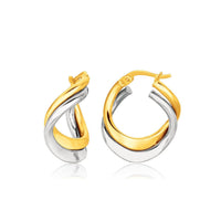 Thumbnail for 14k Two Tone Gold Earrings in Fancy Double Twist Style Earrings Angelucci Jewelry   