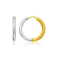 Thumbnail for 14k Two-Tone Gold Hinge Hammered Hoop Earrings Earrings Angelucci Jewelry   