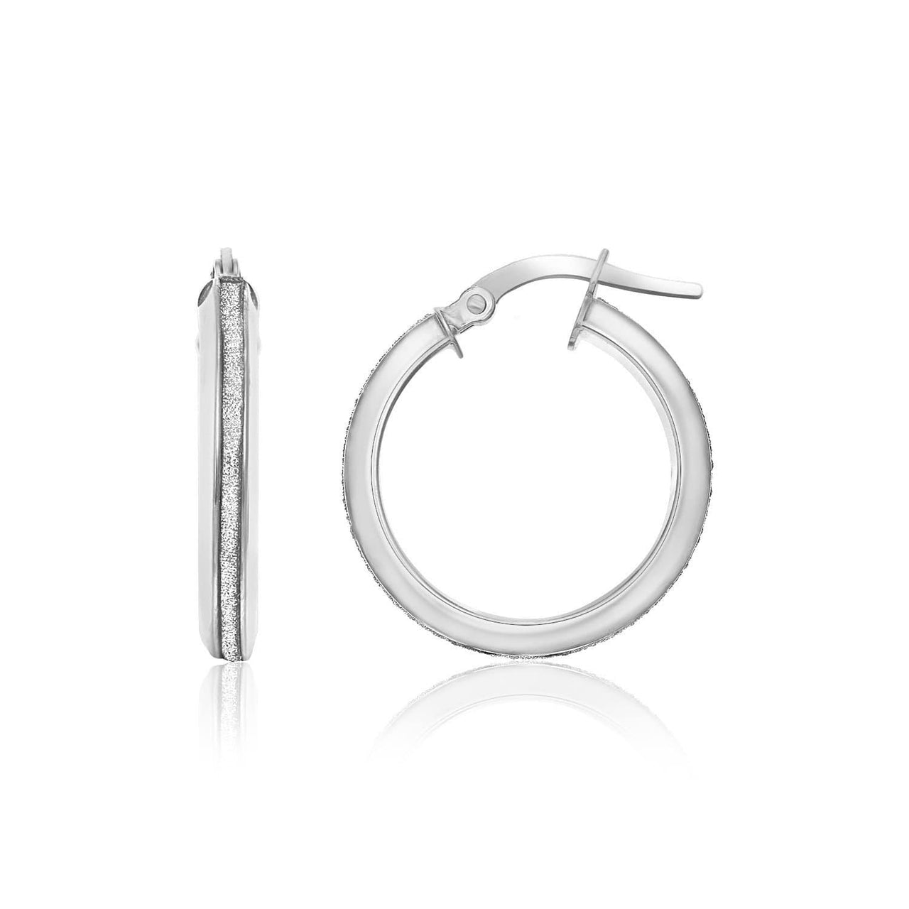 14k Two-Tone Gold Hoop Earrings with Glitter Center Earrings Angelucci Jewelry   
