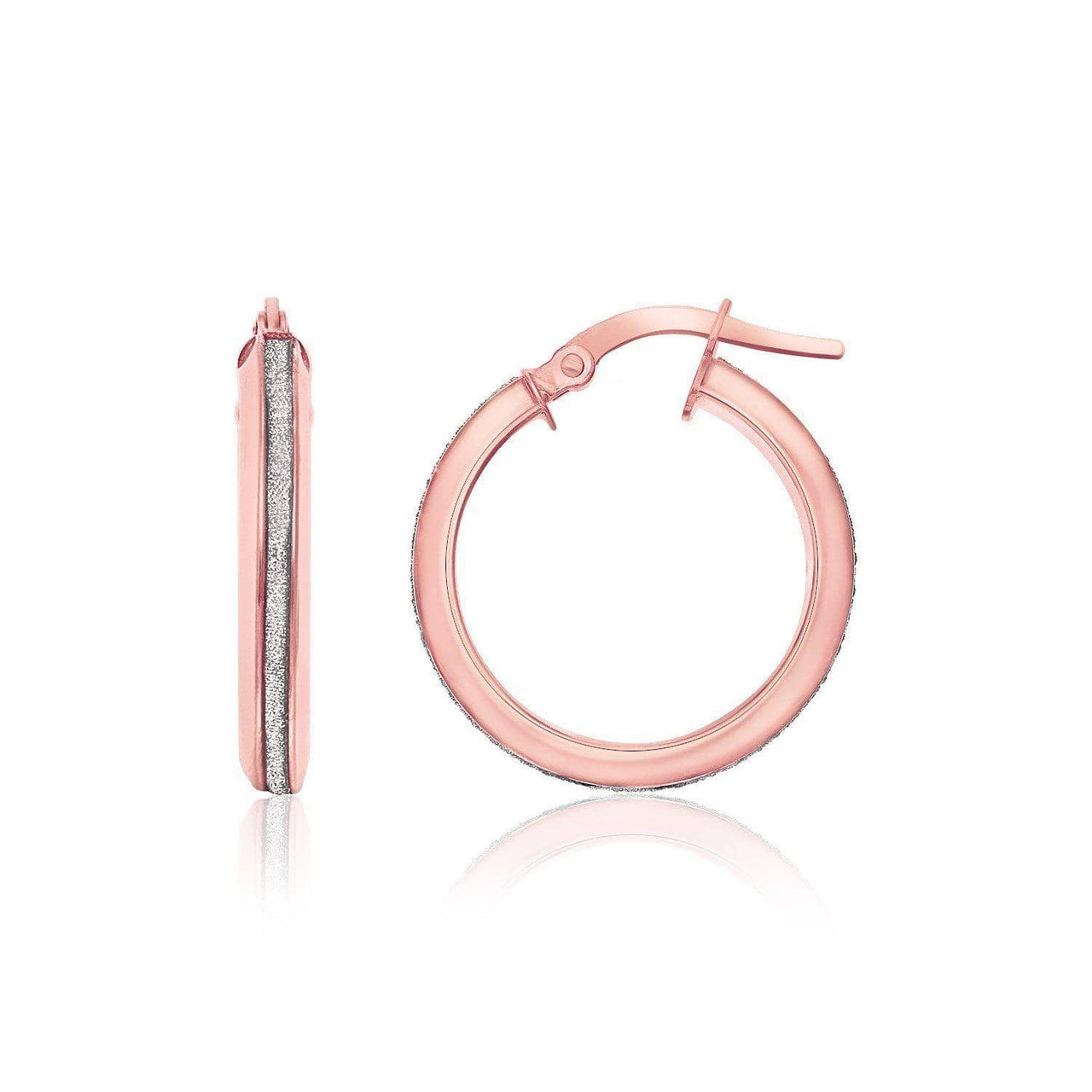 14k Two-Tone Gold Hoop Earrings with Glitter Center Earrings Angelucci Jewelry   
