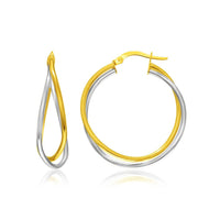 Thumbnail for 14k Two-Tone Gold Interlaced Double Row Earrings Earrings Angelucci Jewelry   