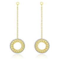 Thumbnail for 14k Two-Tone Gold Mesh Donut Motif Chain Dangling Earrings Earrings Angelucci Jewelry   