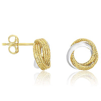 Thumbnail for 14k Two-Tone Gold Multi-Textured Open Circle Style Entwined Earrings Earrings Angelucci Jewelry   