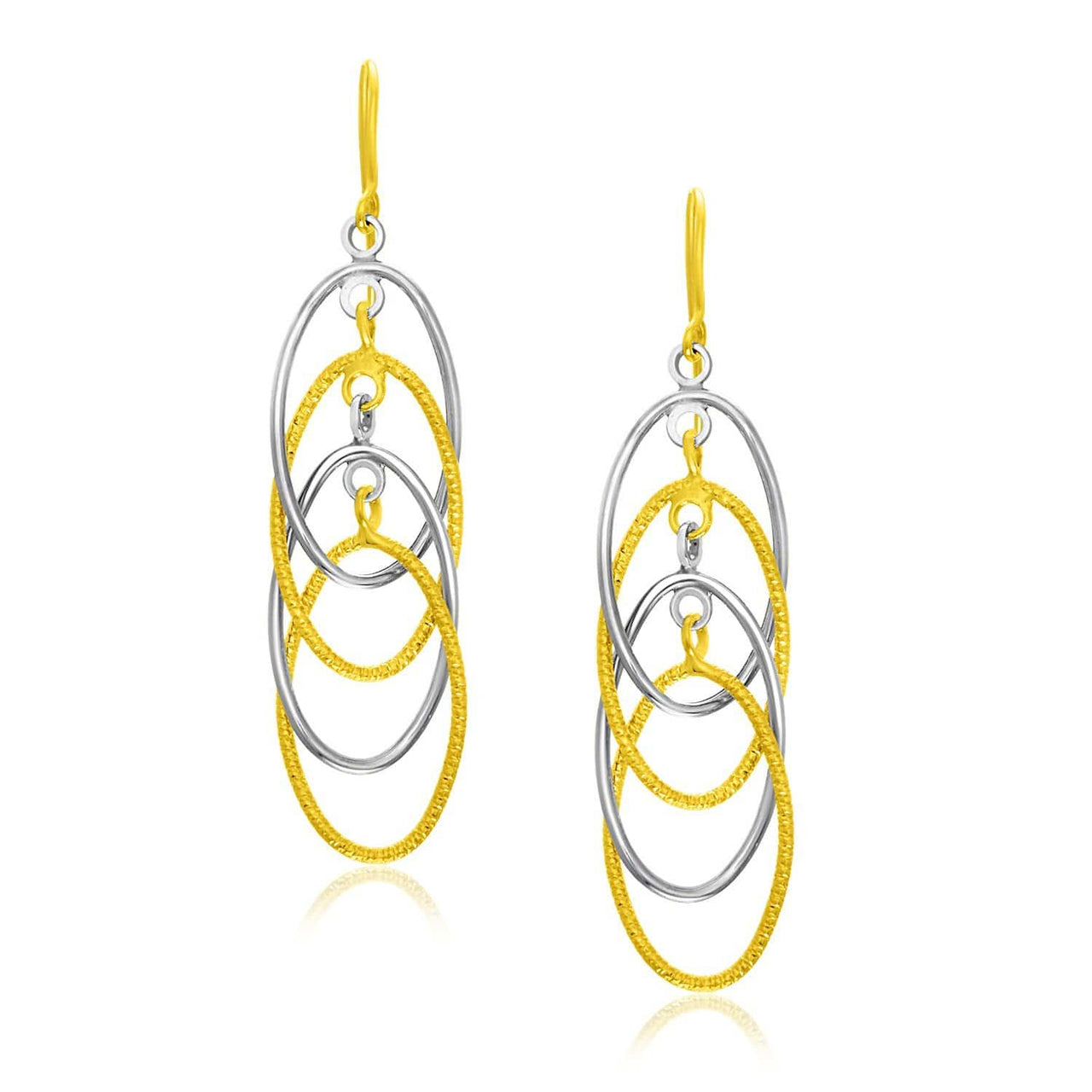 14k Two-Tone Gold Multiple Layer Interlaced Earrings Earrings Angelucci Jewelry   