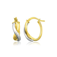 Thumbnail for 14k Two Tone Gold Oval Twisted Hoop Earrings Earrings Angelucci Jewelry   