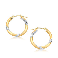 Thumbnail for 14k Two Tone Gold Polished Hoop Earrings (20 mm) Earrings Angelucci Jewelry   