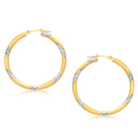 Thumbnail for 14k Two Tone Gold Polished Hoop Earrings (30 mm) Earrings Angelucci Jewelry   