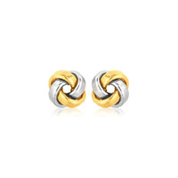 Thumbnail for 14k Two Tone Gold Square Love Knot Stud Earrings Earrings Angelucci Jewelry   