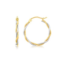 Thumbnail for 14k Two Tone Gold Twisted Hoop Earrings (1 inch Diameter) Earrings Angelucci Jewelry   